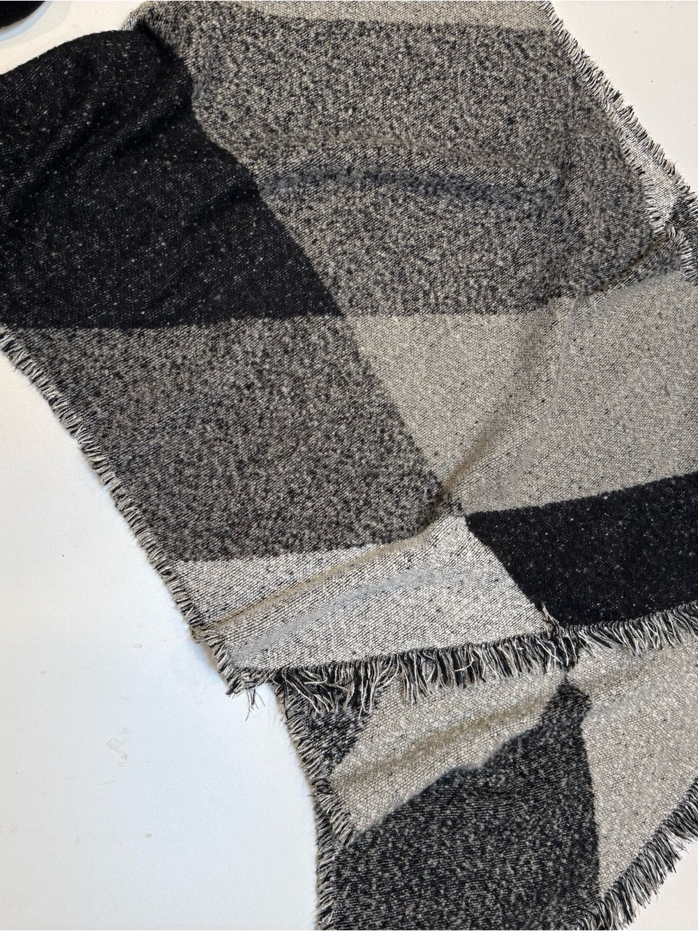 Men's Black & Gray Fringed Scarf